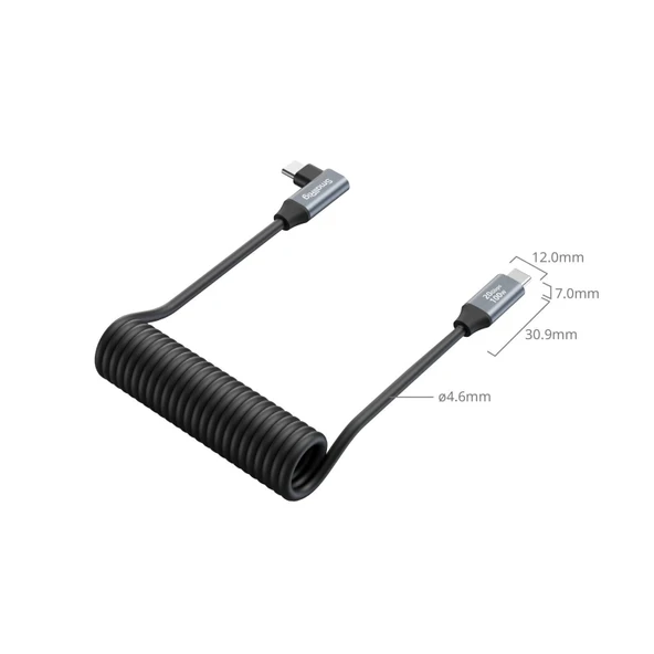 SmallRig 4792 USB-C (Düz) - USB-C (Açılı) Sarmal Veri Kablosu - Resim 5