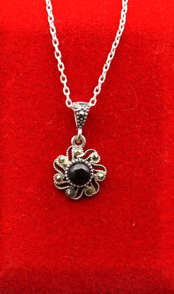 925 Ayar Kadın Oltu Taşı Kadın Kolye sk000103 ürün görseli 1