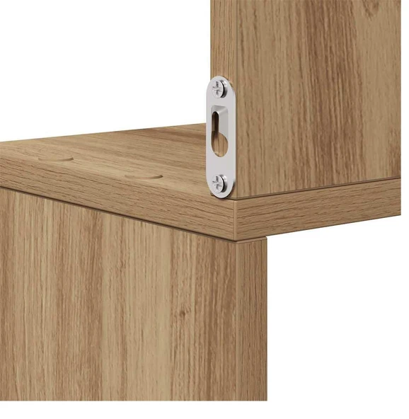 Zig Zag Köşe Duvar Rafı / Kitaplık Atlantik Çam 20x20x130 Modern Minimalist Köşe Rafı - 6