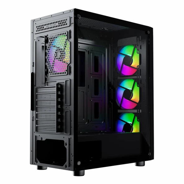 GameBooster Round GB-A650B 600W USB 3.2 LED ATX Mid Tower Siyah Kasa - Resim 5