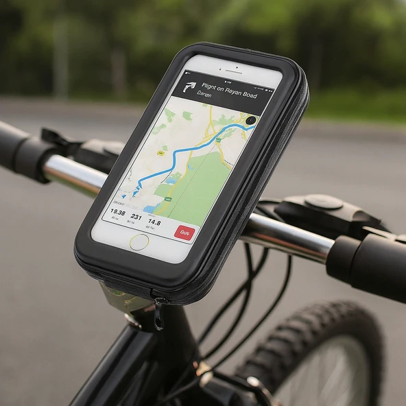 Su Geçirmez Telefon Tutucu Bisiklet & Motosiklet 6.7 inç Uyumlu, Dokunmatik Ekran, Kolay Montaj - 6