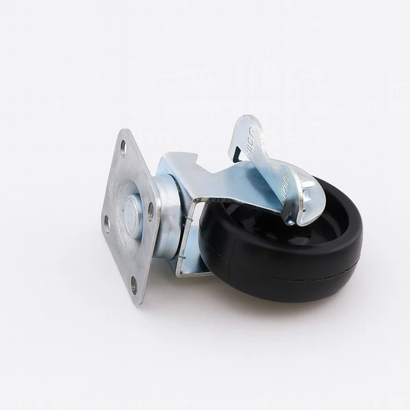 Tablalı Dönerli Frenli Mobilya Tekerleği 50 mm Siyah Metal Gövde Dayanıklı Taşıma Kapasiteli Teker - Resim 4