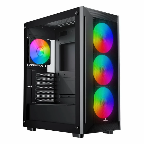 GameBooster Raider GB-E651B 650W 80+ White USB 3.2 LED eATX Mid Tower Siyah Kasa ürün görseli 1