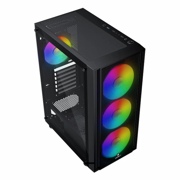 GameBooster Castle GB-A651B 600W USB 3.2 LED ATX Mid Tower Siyah Kasa - Resim 3
