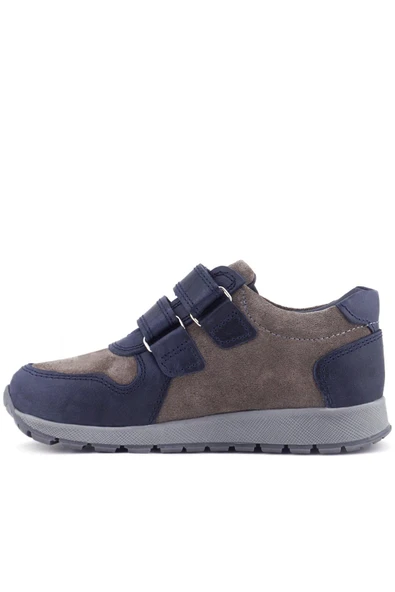 Rakerplus Hakiki Deri Lacivert Gri Cırtlı Çocuk Spor Ayakkabı - Resim 4