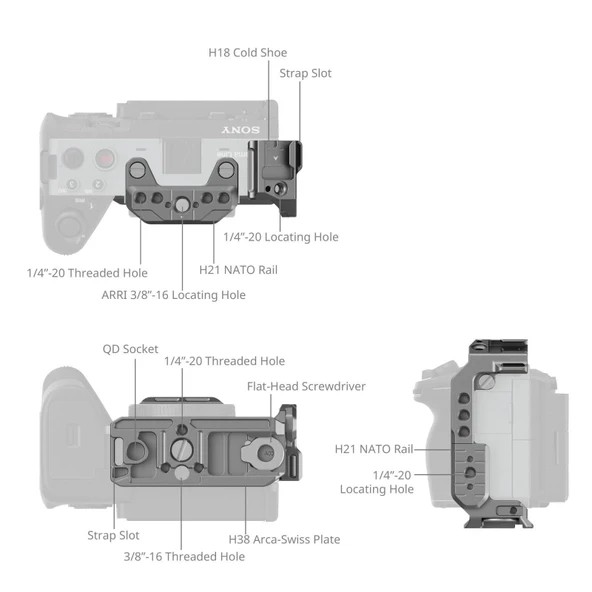SmallRig 4772 Sony FX3 / FX3A / FX30 için  ''HawkLock'' Hızlı Çıkarma Yarım Kafesi - Resim 4