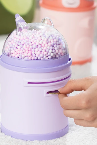 Porsima 044-1 Pvc Şifreli Kilitli Unicorn Kumbara Lila 11x18,5cm - Resim 3