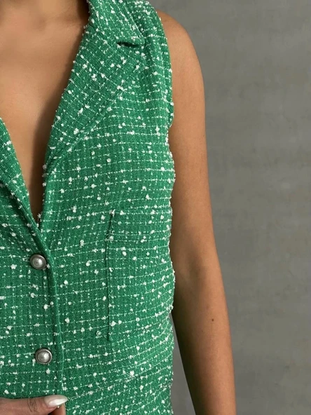 Yelekli şort takım Yeşil - Resim 4