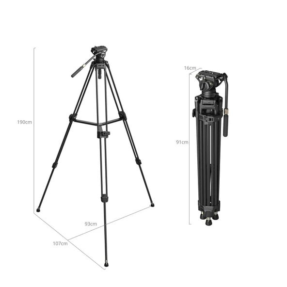 SmallRig AD-80S 5111 Profesyonel Video  Tipi Tripod Kiti - 4