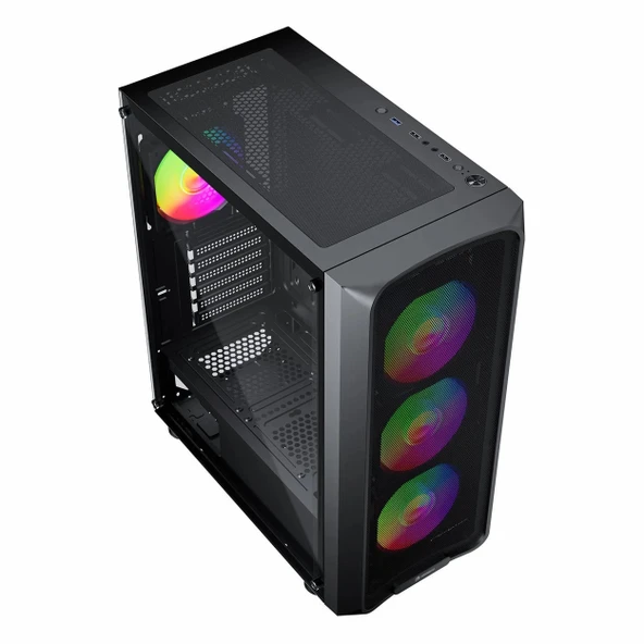 GameBooster Round GB-A650B 600W USB 3.2 LED ATX Mid Tower Siyah Kasa - Resim 4