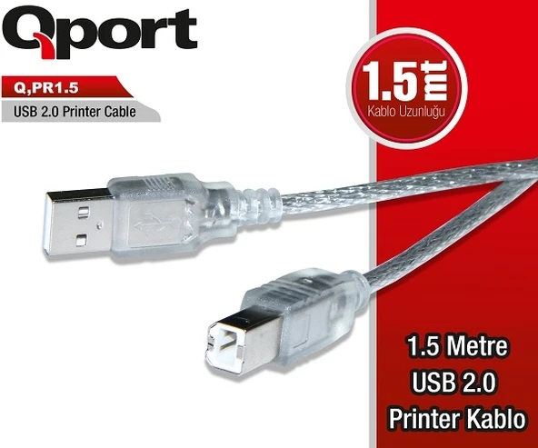 Qport Q-PR1.5 USB 2.0 1.5Mt Yazıcı Kablosu - Resim 2