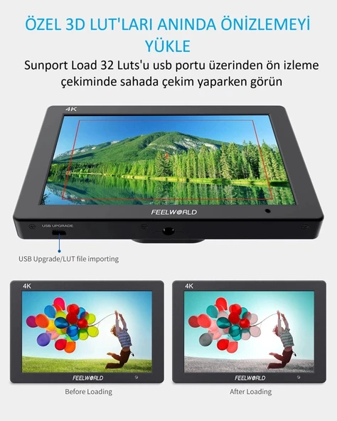 FEELWORLD T7 PLUS 7 İnç 3D LUT Kamera Alan Monitörü 1920x1200 4K HDMI - 2