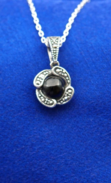 925 Ayar Kadın Oltu Taşı Kadın Kolye sk000107 ürün görseli 1