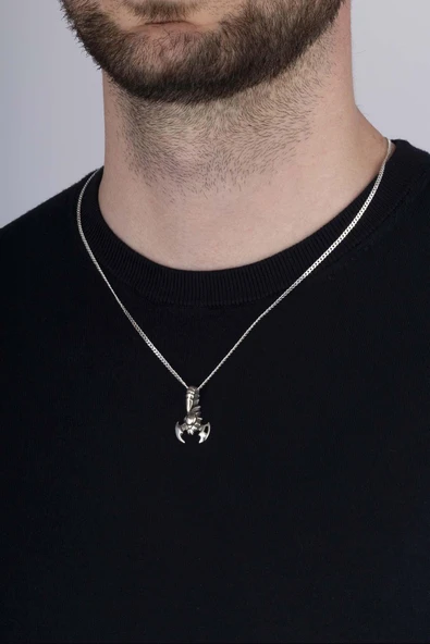 Gümüş Pazarım Akrep Motifli Erkek 925 Ayar Gümüş Kolye - Resim 3