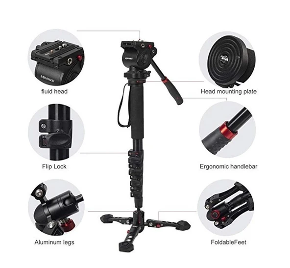 JieYang JY0518B Mandallı Kilit Sistemli Monopod - Resim 2