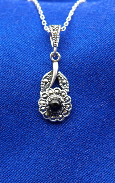 925 Ayar Kadın Oltu Taşı Kadın Kolye sk000105 ürün görseli 1