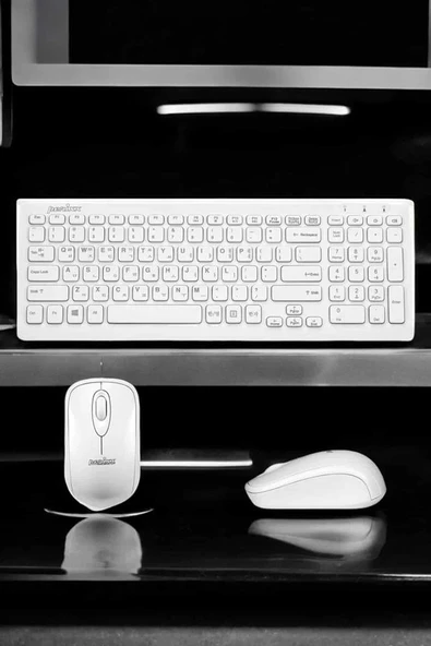 Q Klavye Beyaz Klavye Ve Mouse Seti Kablosuz USB Girişli - Resim 5