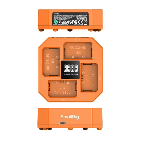 SmallRig 4839 NP-FZ100   4 Kanallı Kamera Pil Şarj Cihazı - Resim 2