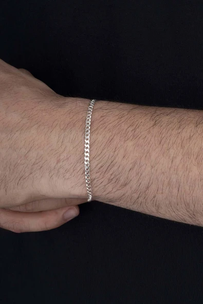 Gümüş Pazarım 925 Ayar Gümüş Erkek Gurmet Zincir Bileklik - 2