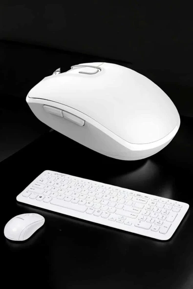 Beyaz Kablosuz Klavye Fare Seti Kablosuz Fare USB Alıcı PC Uyumlu ürün görseli 1