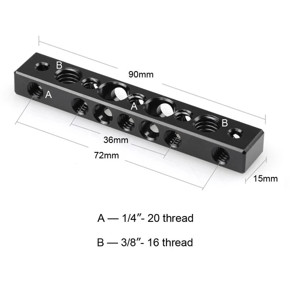 SmallRig 1091 Baseplate Barı 1/4 İnç ve 3/8 İnç Vida Deliği - Resim 5