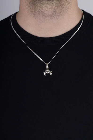 Gümüş Pazarım Akrep Motifli Erkek 925 Ayar Gümüş Kolye - Resim 2