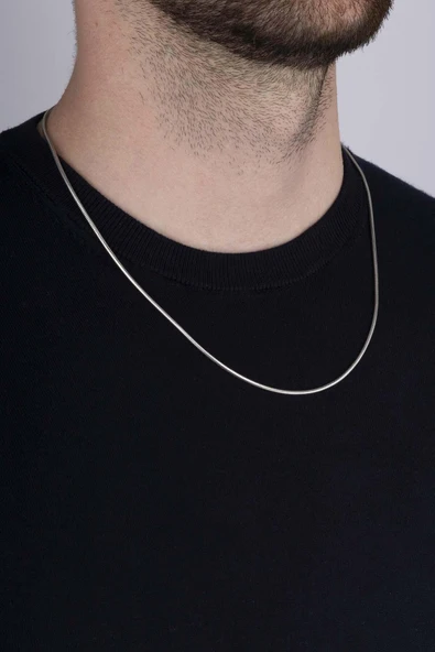 Gümüş Pazarım İtalyan Model Klasik Erkek Gümüş Zincir Kolye - 2