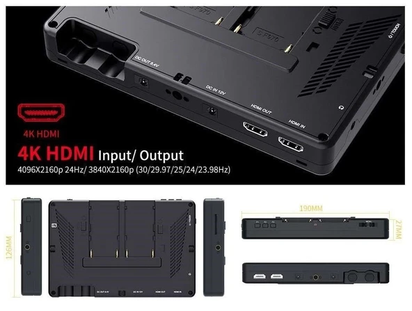 FEELWORLD LUT7 7 Inç 3D LUT Ultra Parlak 2200nit Dokunmatik Ekran Kamera  Alan Monitörü - Resim 4