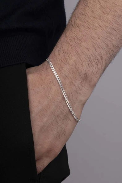 Gümüş Pazarım 925 Ayar Gümüş Erkek Gurmet Zincir Kolye Bileklik Kombini - 4