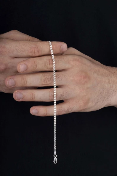 Gümüş Pazarım 925 Ayar Gümüş Erkek Gurmet Zincir Bileklik - 3