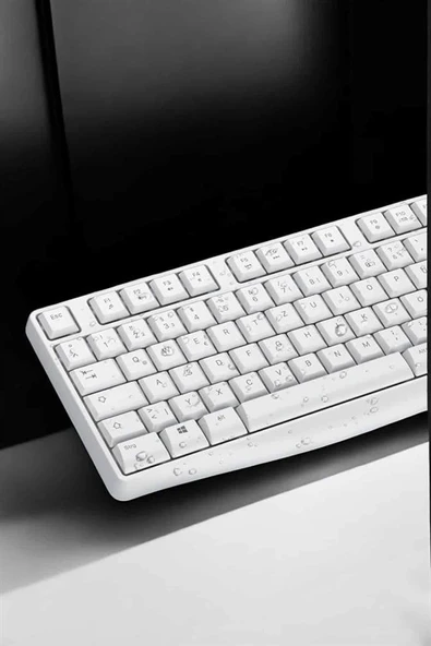 Beyaz Kablosuz Klavye Fare Seti Kablosuz Fare USB Alıcı PC Uyumlu - Resim 4