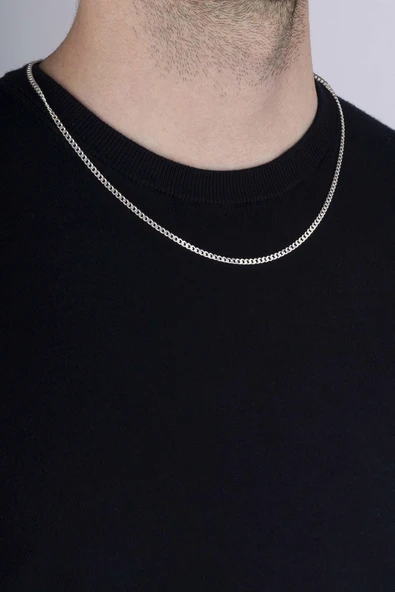 Gümüş Pazarım 925 Ayar Gümüş Erkek Gurmet Zincir 3 mm - 3