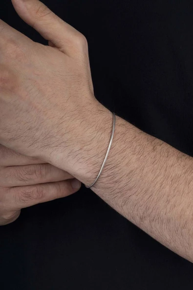 Gümüş Pazarım İtalyan Model Klasik Erkek Gümüş Zincir Bileklik - 2