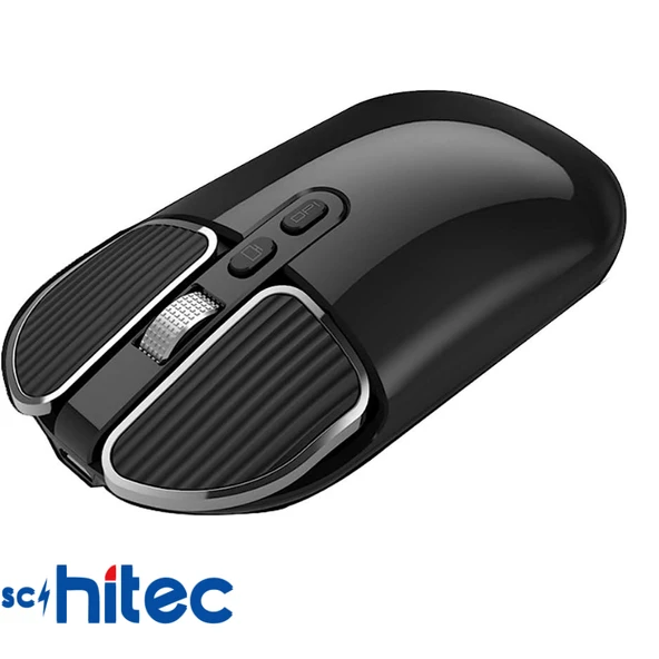 Schitec M203 Çift Modlu Taşınabilir Optik Kablosuz 2.4GHz ve Bluetooth Bağlantılı Süper Sessiz Mouse Siyah - 2