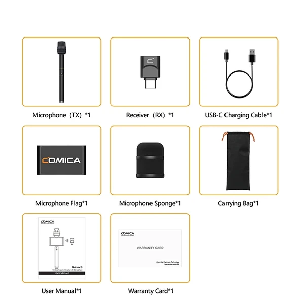 COMICA Revo S Kablosuz EL Mikrofonu USB-C Girişli Telefonlar için - Resim 5