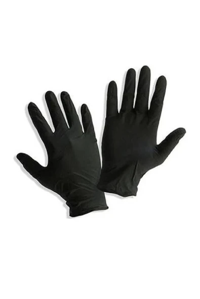 Haspet Siyah Nitril Muayene Eldiveni 100'lü (L) ** 1 PAKET ** - 1