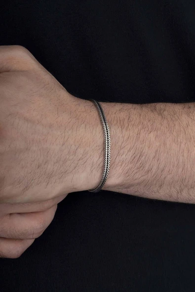 Gümüş Pazarım Tilki Kuyruğu 925 Ayar Gümüş Erkek Zincir Bileklik - 2