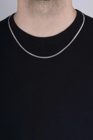 Gümüş Pazarım 925 Ayar Gümüş Erkek Gurmet Zincir 3 mm - 2