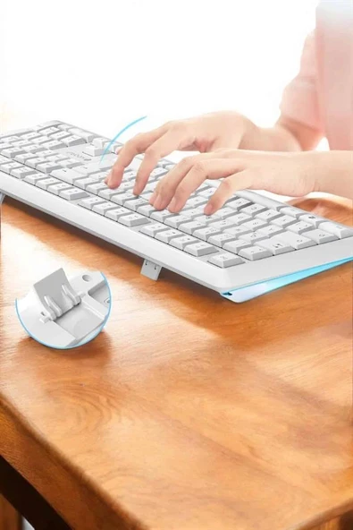 Q Klavye Beyaz Klavye Ve Mouse Seti Kablosuz USB Girişli ürün görseli 1