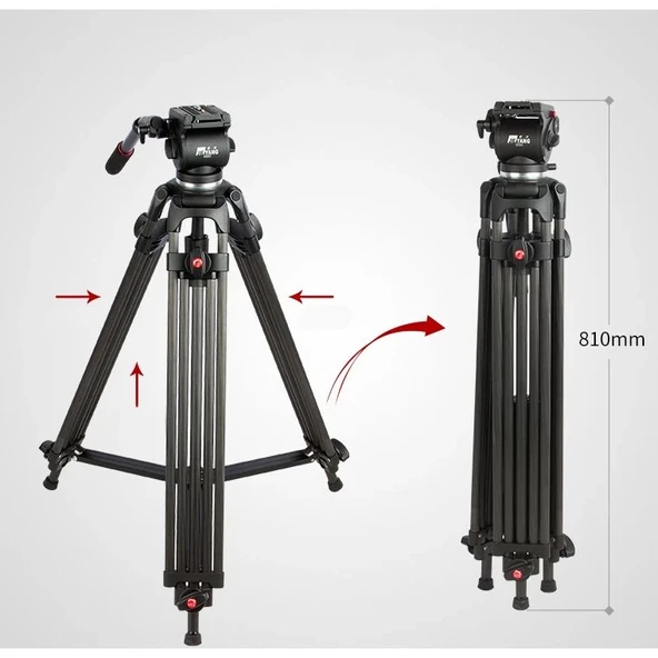 Jieyang 0606B 185cm Profesyonel Video Tripod - Resim 3