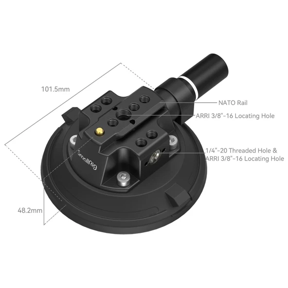 SmallRig 4122B 4'' Vakumlu Kamera Montaj Desteği Araç Çekim Vantuzu - Resim 2