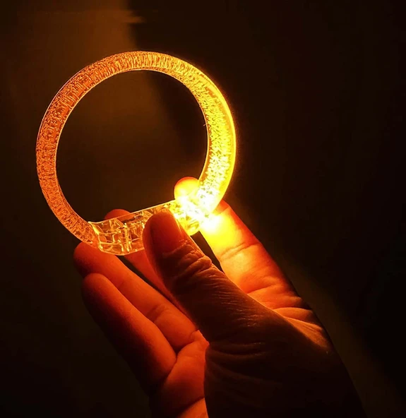Turuncu Led Işıklı Baskı Yapılabilen Pilli Bileklik Bilezik 1,5 cm Genişlik - 1