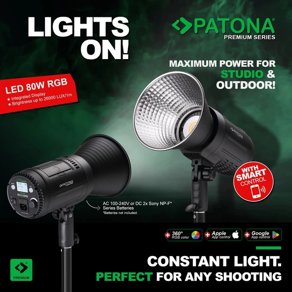 PATONA Premium LED 80W RGB Fotoğraf ve Video Işığı - 5