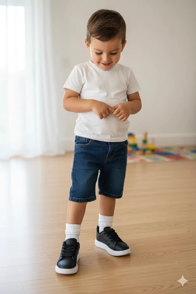 Sammix Erkek Çocuk Spor Ayakkabısı 28-35 Siyah-Beyaz