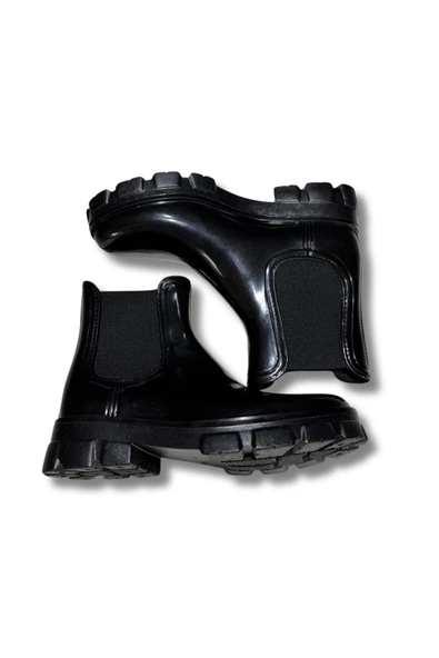 Kaymaz Yüksek Tabanlı Bilek Boy Lastikli Kadın Botu 36-40 Siyah - 3