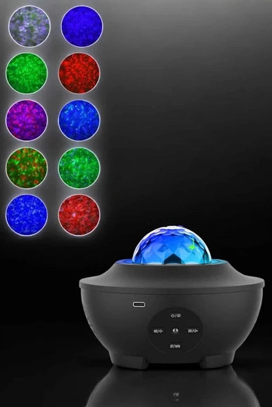 Projektör Yıldız Gece Lambası Disko Topu Bluetooth Bağlantılı Taşınabilir Şarjlı - Resim 4