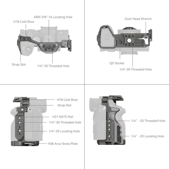 SmallRig 4481 Sony  7R V /  7 IV /  7S III /  1 /  7R IV  için  HawkLock Hızlı Çıkarma Kafesi - 2