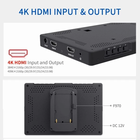 FEELWORLD T7 PLUS 7 İnç 3D LUT  Kamera Alan Monitörü 1920x1200  4K HDMI - Resim 4