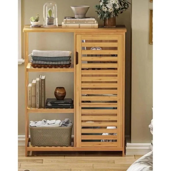 Bambu Çok Amaçlı Düzenleyici Dolap / Banyo Dolabı, Ayakkabılık, 3 Raflı 1 Kapaklı, 66 x 87 x 33 Henüz Yorum Yazılmamış. - 1