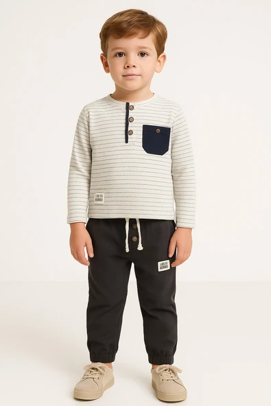 Çizgili Erkek Çocuk Takım ürün görseli